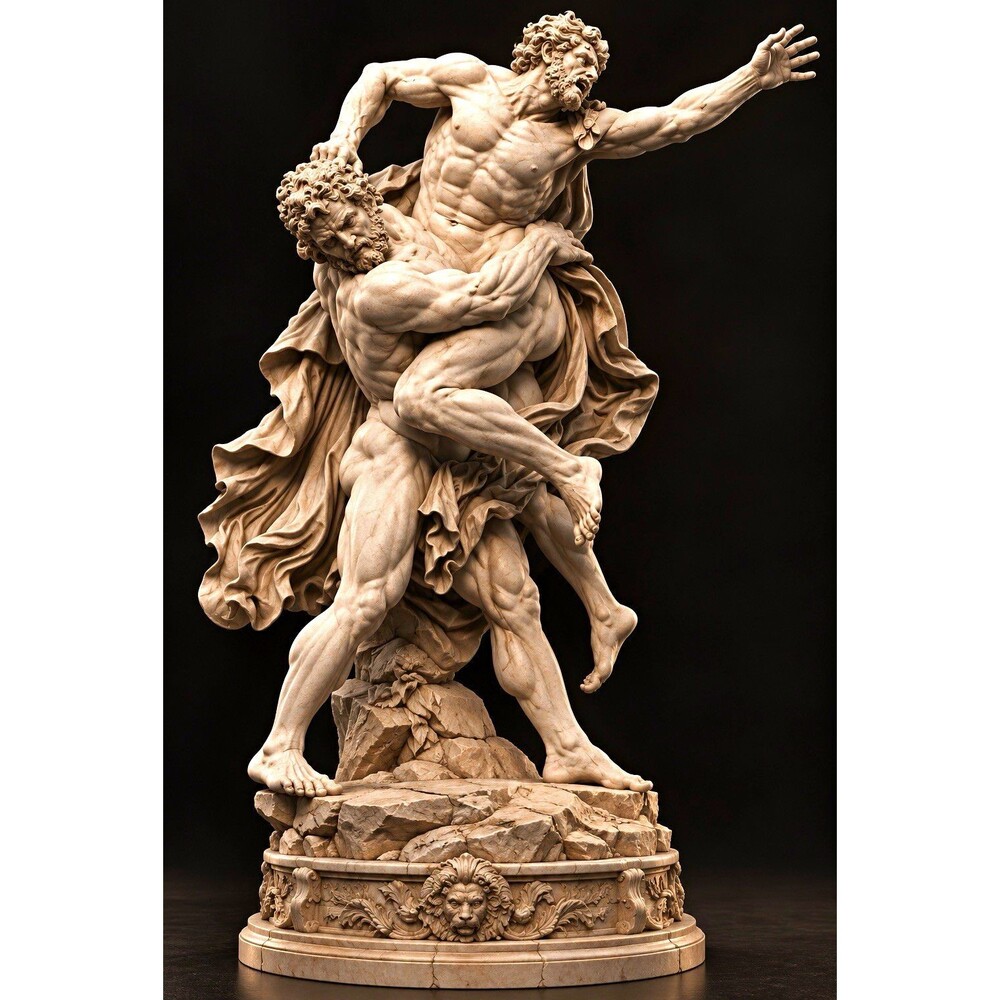 Mythological Nude Male Figure Statue – Figurative ArtSculpture of Two Men 10 in